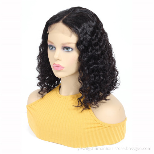 Ready To Ship Bob Lace Closure Wigs For Black Women Real Brazilian Human Hair Deep Wave Lace Front Bob Wig Cheap Wholesale Price